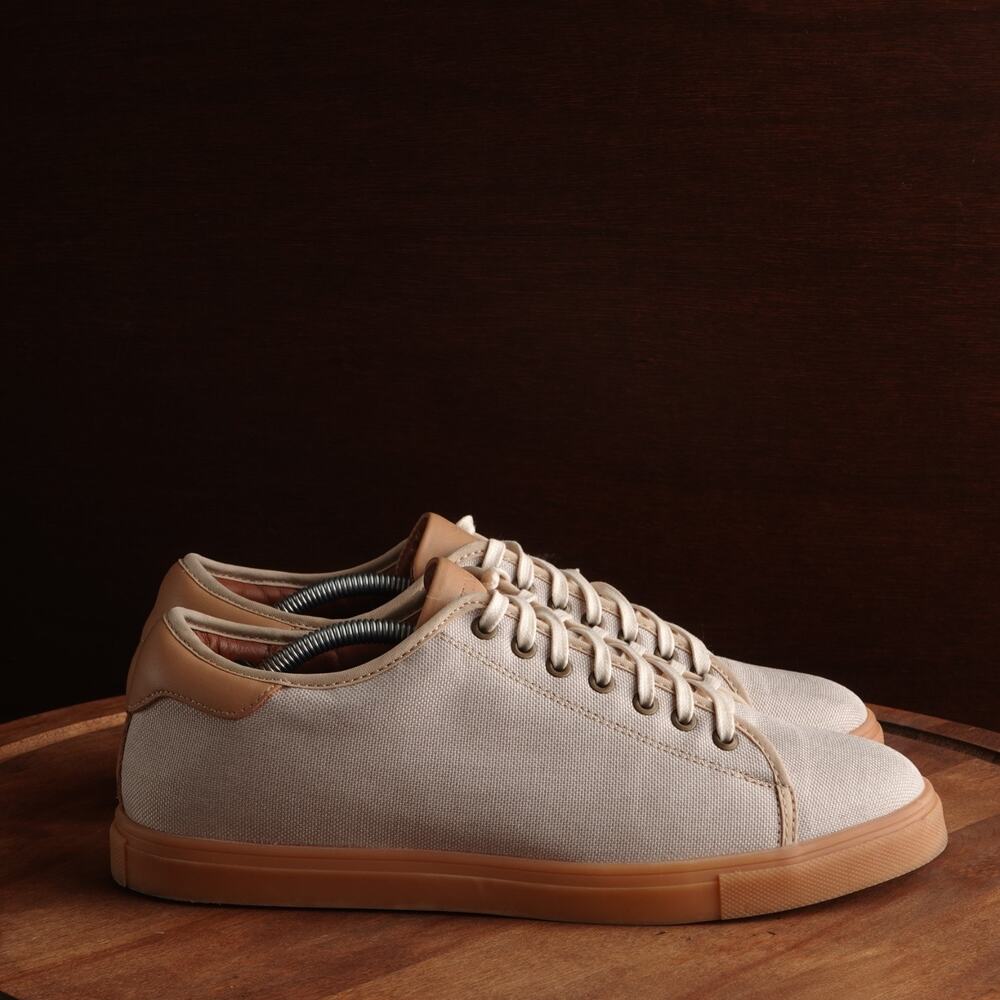 Patina Sneakers Mens Size 8.5 Beige Brown Portland Leather Canvas Low Top Shoes